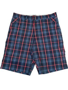 Callaway Regular Fit dark navy blue and red and whit Plaid Shorts Size 30 mens